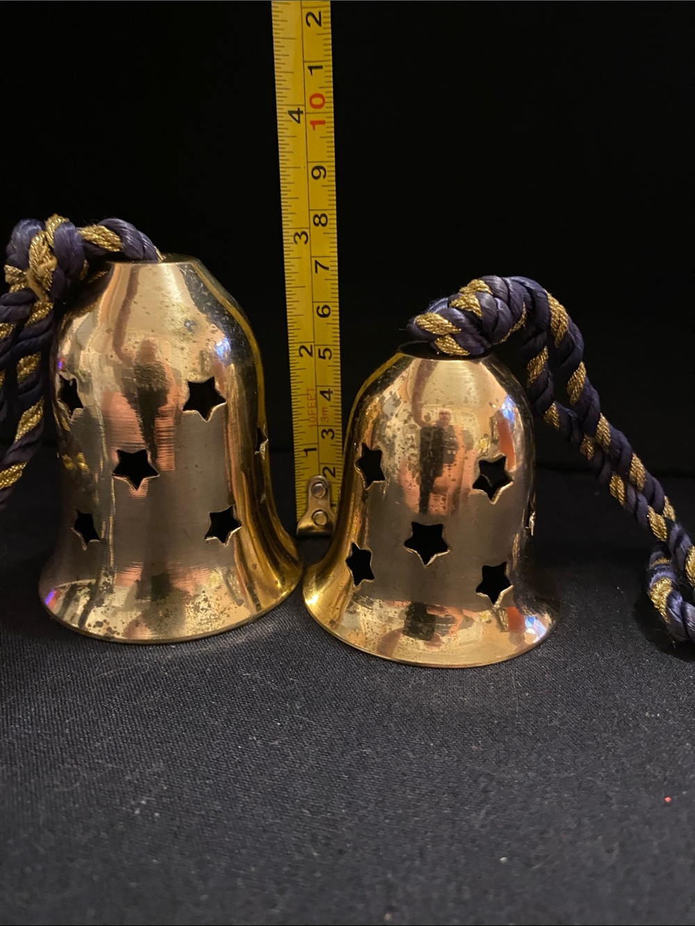 Vintage Celestial Brass Star cutout set of Bells - Picture 8 of 10